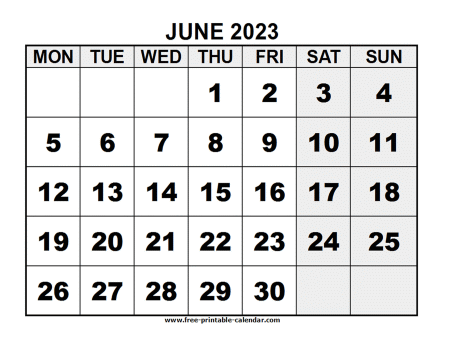 2023 june calendar