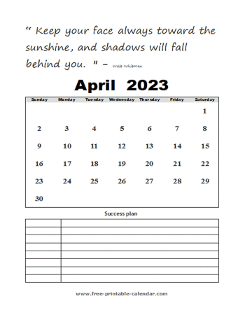 april calendar 2023 printable