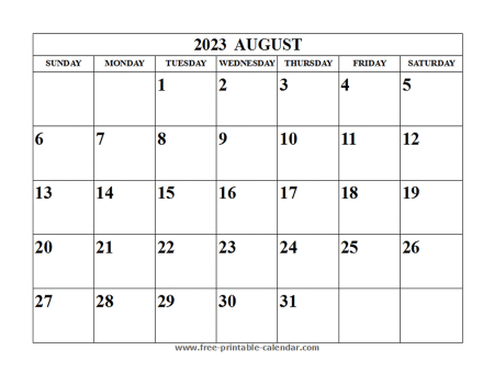 august 2023 calendar