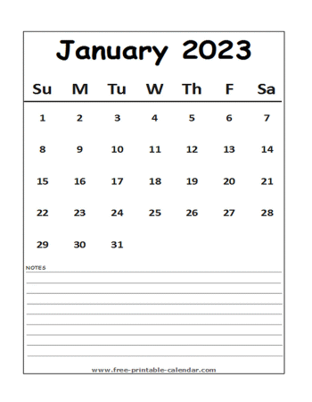 calendar 2023 january