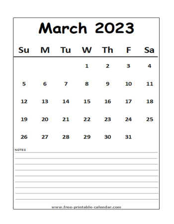 calendar 2023 march