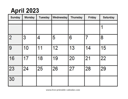 calendar april 2023
