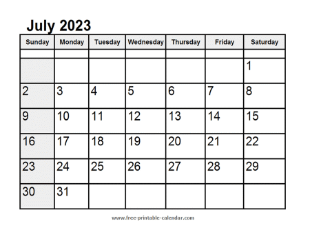 calendar july 2023