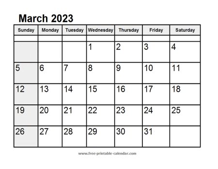 calendar march 2023