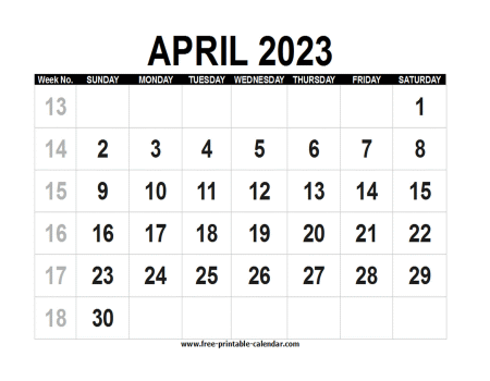 april 2023 calendar
