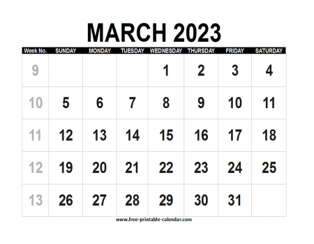 march 2023 calendar
