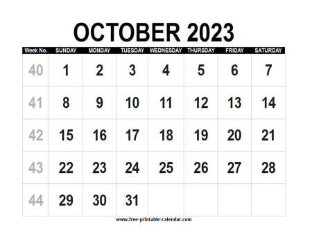 october 2023 calendar