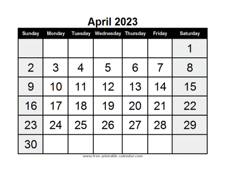 calendar april 2023