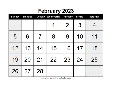 calendar february 2023