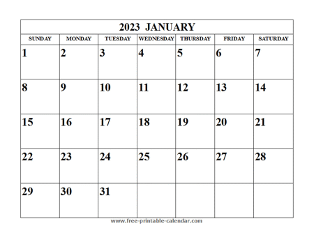january 2023 calendar