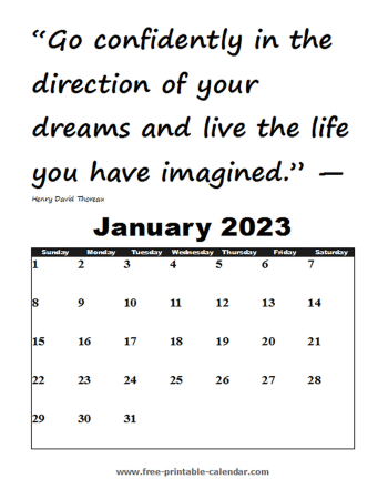 january calendar 2023