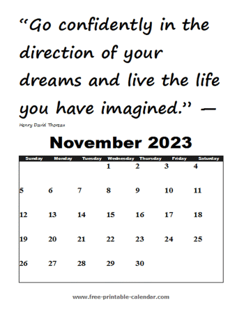 november calendar 2023