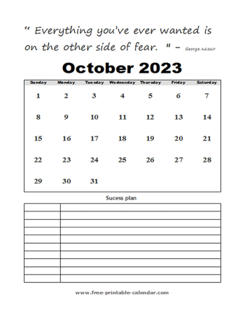 october calendar 2023 printable