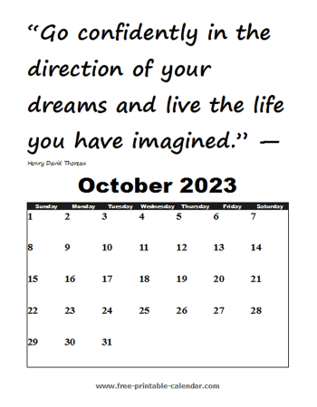 october calendar 2023