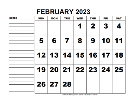 printable calendar february 2023