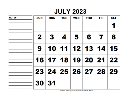printable calendar july 2023