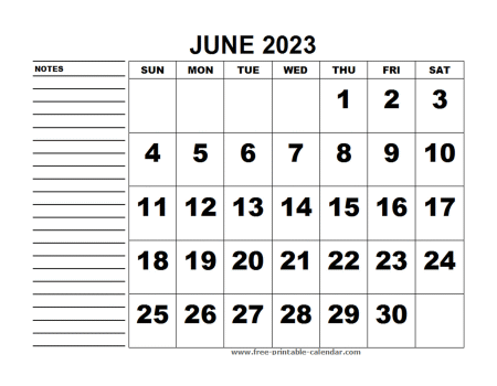 printable calendar june 2023