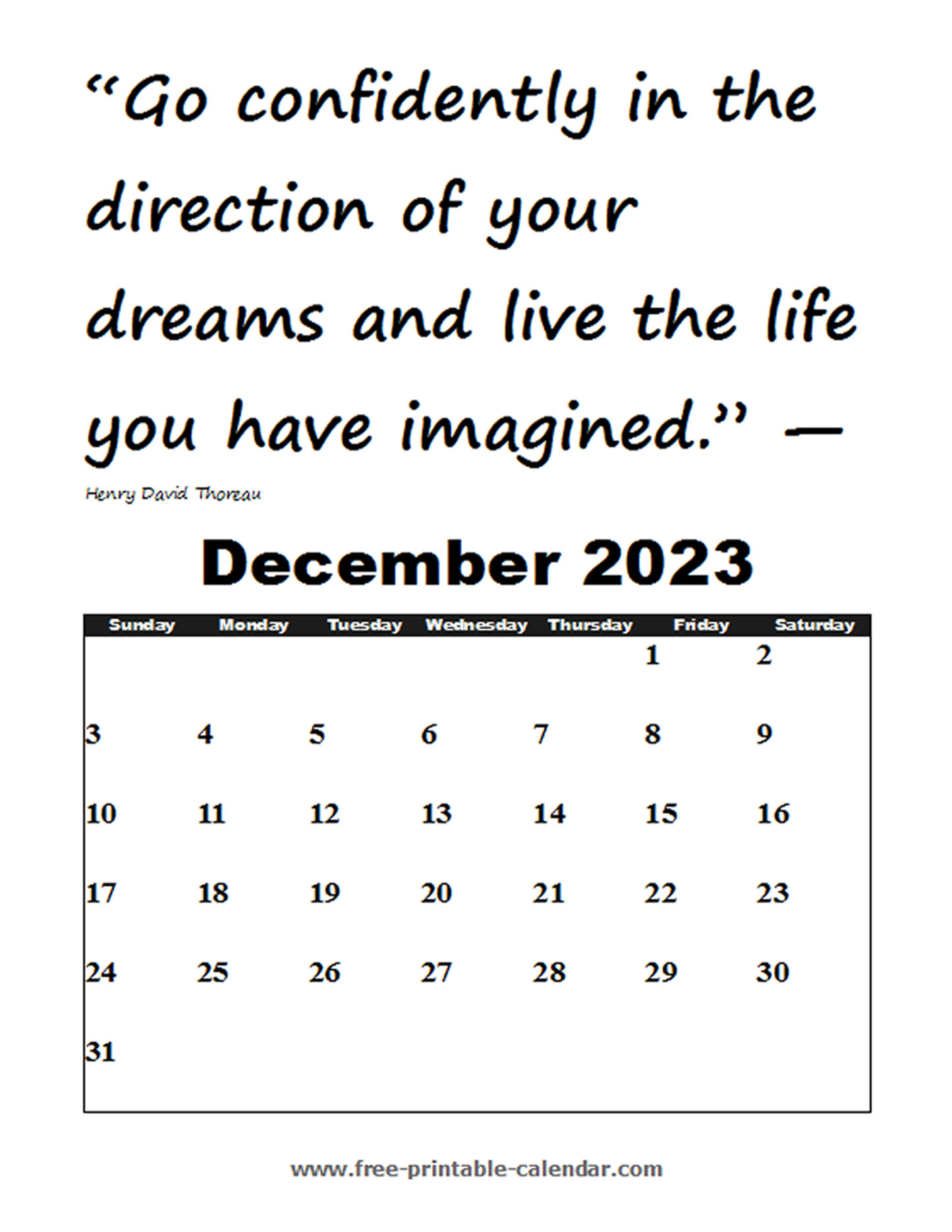 Blank December Calendar 2023 - Free-printable-calendar.com