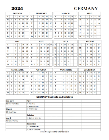 2024 Germany holiday calendar