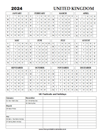 2024 UK holiday calendar