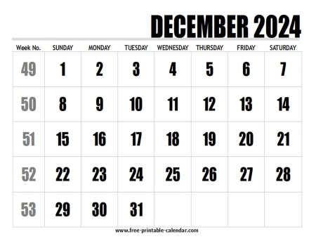 2024 december calendar