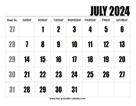 2024 july calendar