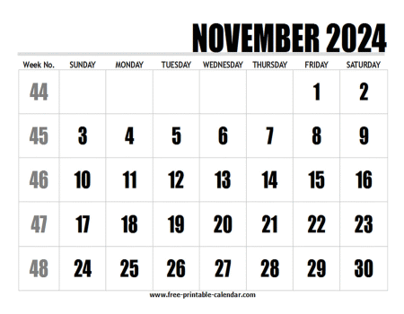 2024 november calendar