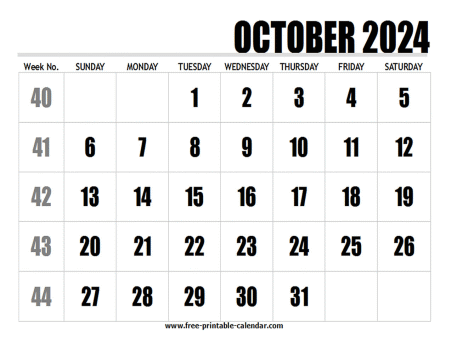 2024 october calendar