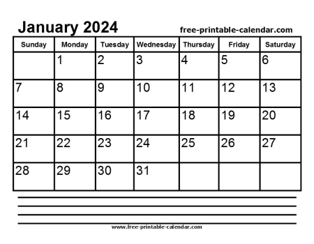 2024 january calendar printable