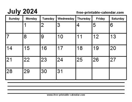 2024 july calendar printable