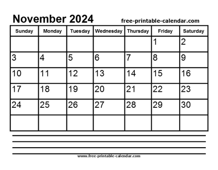 2024 november calendar printable
