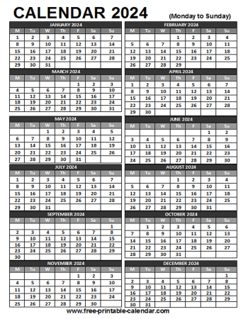 2024 printable calendar