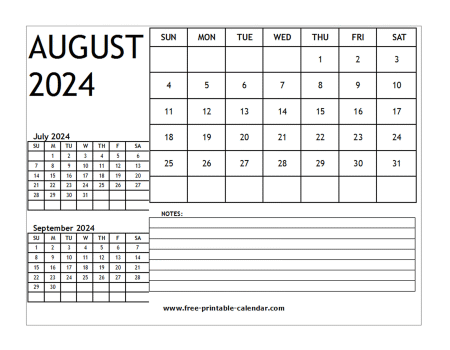 2024 calendar august