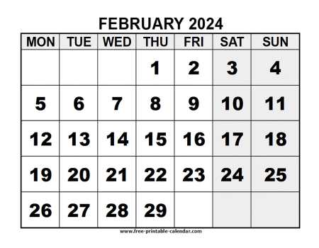 2024 february calendar