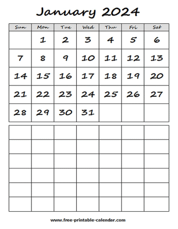 2024 january calendar