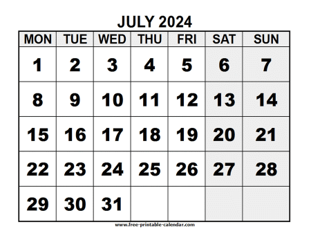 2024 july calendar