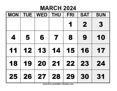 2024 march calendar