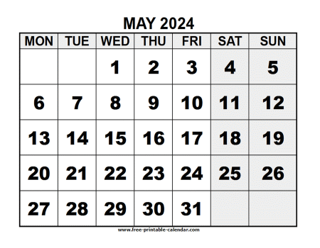 2024 may calendar