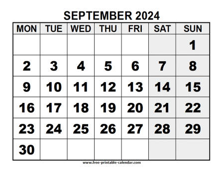 2024 september calendar