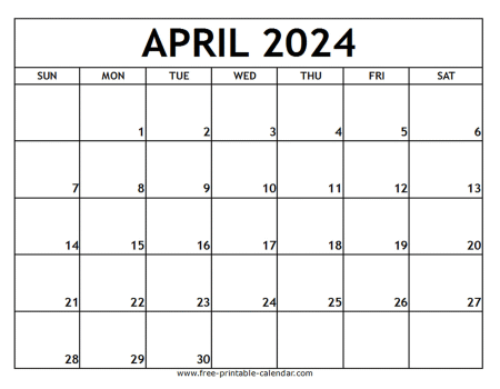 April 2024 Printable Calendar