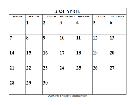 april 2024 calendar