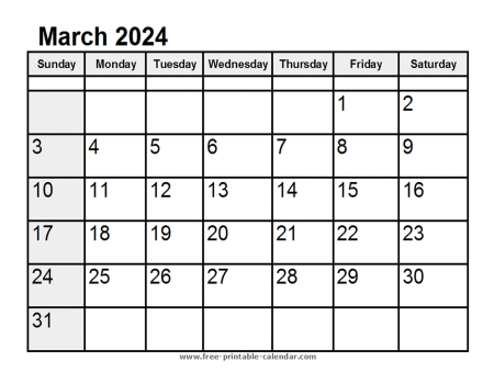 calendar march 2024