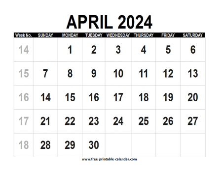 april 2024 calendar