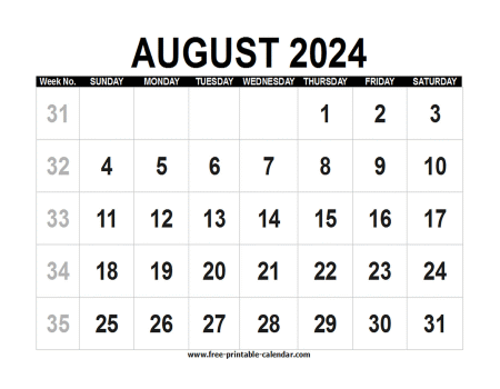 august 2024 calendar