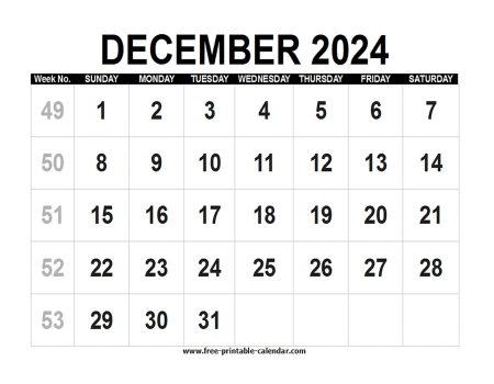 december 2024 calendar