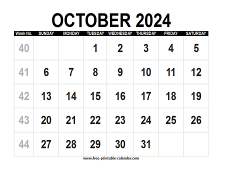 october 2024 calendar