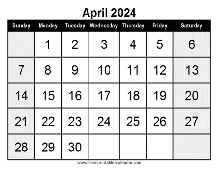 calendar april 2024