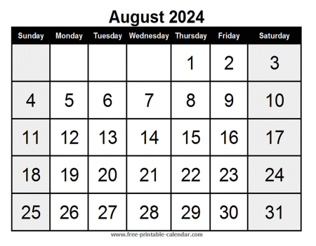 calendar august 2024