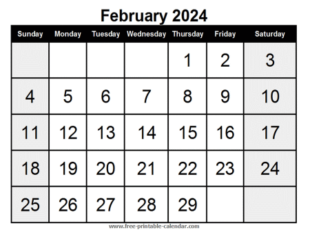 calendar february 2024