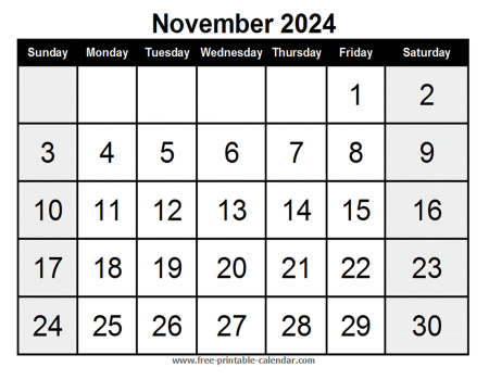 calendar november 2024